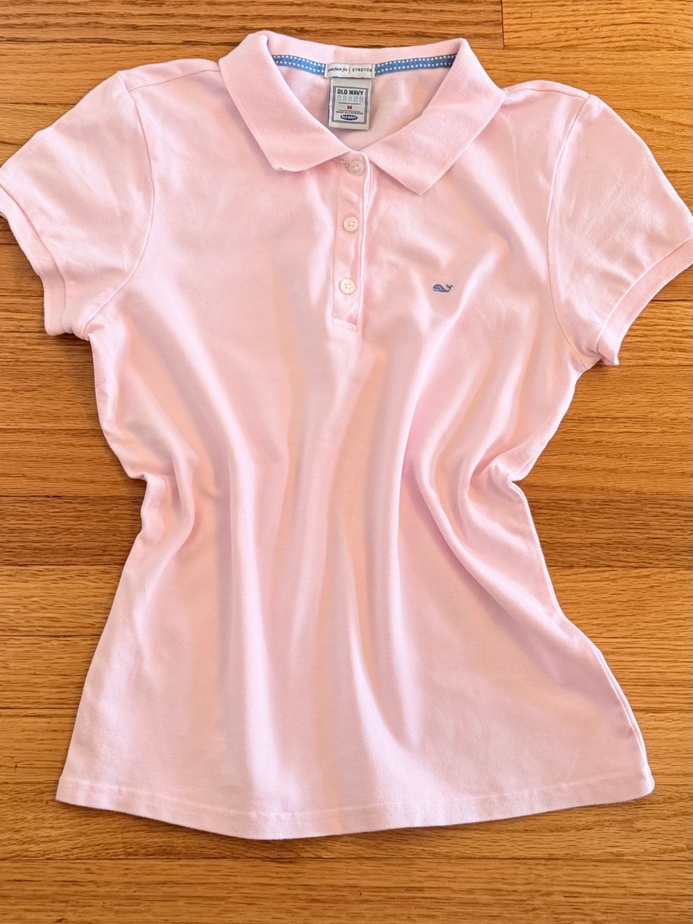 Old Navy Pale Pink Women's Short-Sleeve Polo with Whale Accent